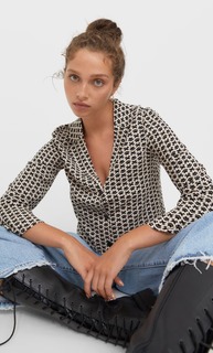 Stradivarius Рубашка С Расклешенными Рукавами Черный M