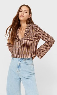 Stradivarius Рубашка С Расклешенными Рукавами Сиреневый Xl