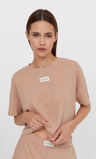 Stradivarius Пижамная Футболка Из Рифленой Ткани Цвет Камня L