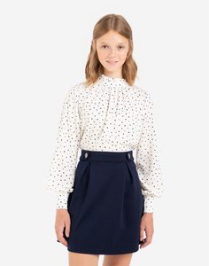 Молочная блузка с сердечками для девочки Gloria Jeans