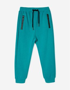 Голубые спортивные брюки с молниями для мальчика Gloria Jeans