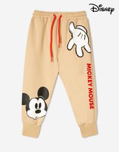 Бежевые спортивные брюки с принтом Disney для мальчика Gloria Jeans