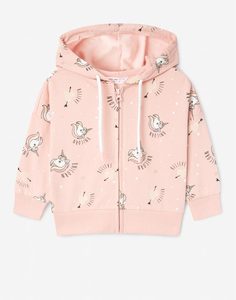 Розовая толстовка oversize с единорогами для девочки Gloria Jeans