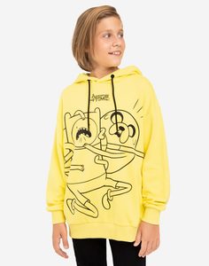 Жёлтая толстовка oversize с принтом Adventure time для мальчика Gloria Jeans