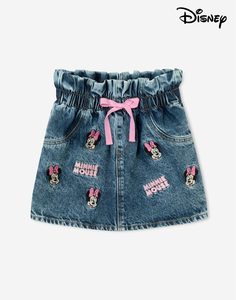 Джинсовая юбка с вышивкой Disney для девочки Gloria Jeans