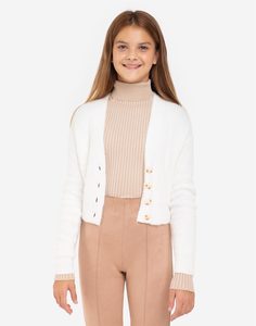Белый укороченный кардиган для девочки Gloria Jeans