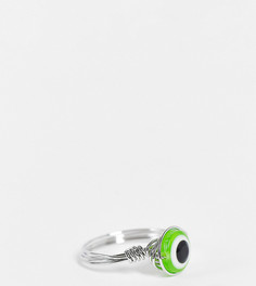 Серебристое кольцо-имитация кольца из проволоки со вставкой в виде зеленого глаза ASOS DESIGN Curve-Серебряный