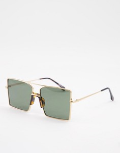 Солнезащитные очки-авиаторы в квадратной оправе в стиле oversized My Accessories London-Золотистый