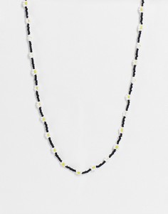 Черная цепочка для солнцезащитных очков с бусинами и ромашками Monki Bay-Черный цвет