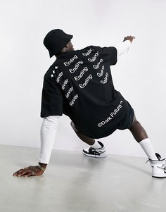 Черная oversized-футболка с принтом и логотипом сзади ASOS Dark Future-Черный цвет