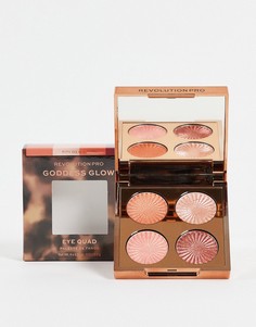Хайлайтер с эффектом блеска для глаз Revolution Pro – Goddess Glow Eye Quad (Golden Hour)-Разноцветный