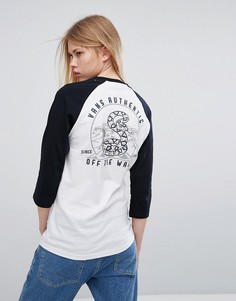 Лонгслив бойфренда с принтом на спине и рукавами реглан Vans-Черный