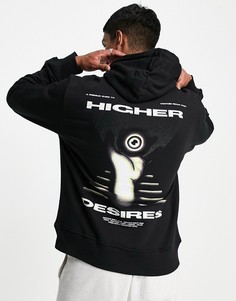 Худи черного цвета с принтом "Higher Desires" Topman-Черный цвет