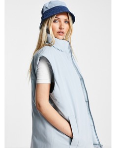 Синий дутый oversized-жилет ASOS DESIGN-Голубой