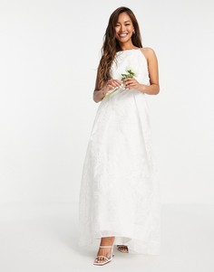 Свадебное платье из органзы с цветочной 3D-вышивкой и американской проймой ASOS EDITION Lavinia-Белый