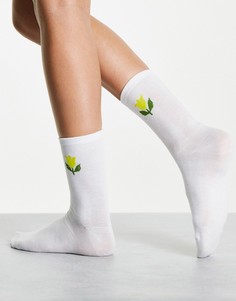 Белые высокие носки с цветком Gipsy-Белый
