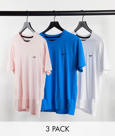 Набор из 3 футболок синего, розового и белого цвета с логотипом Hollister-Разноцветный