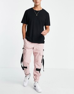 Облегающие брюки карго розового цвета с ремешками Topman-Светло-бежевый цвет