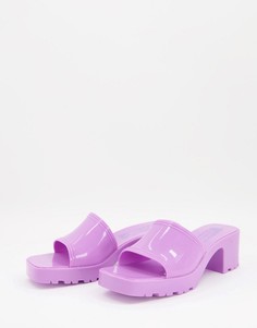 Сиреневые резиновые сабо на каблуке Bershka-Фиолетовый цвет