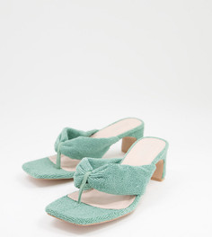 Шалфейно-зеленые махровые сандалии с перемычкой между пальцами на массивной подошве RAID Wide Fit Naryn-Зеленый цвет