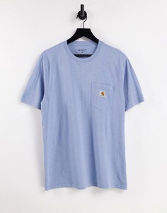 Синяя меланжевая футболка с карманом Carhartt WIP-Голубой
