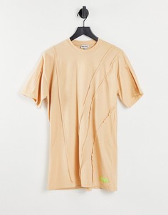 Бежевое платье-футболка в стиле oversized с отделкой швами Public Desire-Светло-бежевый цвет