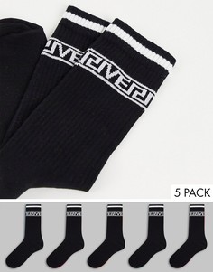 Комплект из 5 пар черных носков River Island-Черный цвет