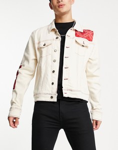 Кремовая джинсовая куртка с нашивкой от комплекта LDN DNM-Белый