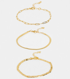 Набор из 3 позолоченных 14 карат браслетов-цепочек золотистого цвета ASOS DESIGN-Золотистый