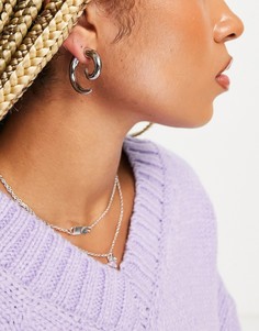 Двусторонние серьги с витым дизайном ASOS DESIGN-Серебряный