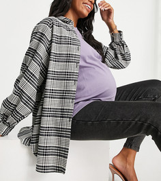 Монохромная oversized-рубашка из экологичных материалов в клетку Topshop Maternity-Разноцветный