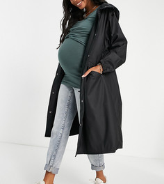 Черный прорезиненный дождевик миди ASOS DESIGN Maternity-Черный цвет