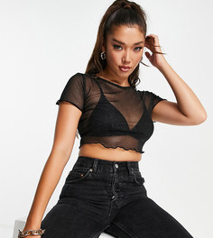 Черный пляжный кроп-топ из блестящего сетчатого материала Public Desire-Черный цвет