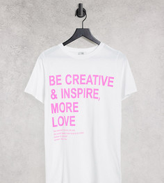 Белая oversized-футболка с надписью "Be Creative" River Island Petite-Белый