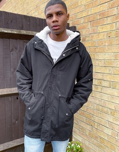 Черная парка со съемной подкладкой из искусственного меха ASOS Unrvlld Spply-Черный