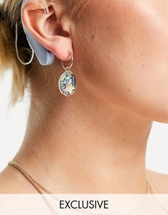 Золотистые серьги-кольца с камнями, полумесяцем и звездой Reclaimed Vintage Inspired-Золотистый