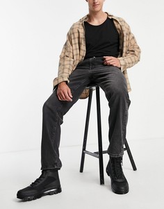 Черные выбеленные джинсы прямого кроя с двойными складками ASOS DESIGN-Черный цвет