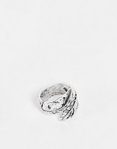 Серебристое кольцо с дизайном в виде оборачивающегося вокруг пальца пера DesignB-Серебристый