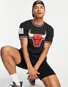 Черная сетчатая футболка в стиле oversized с надписью "Chicago Bulls" New Era-Черный цвет