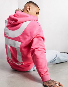 Ярко-розовый худи в стиле oversized с очень крупным логотипом ASOS Dark Future-Розовый цвет