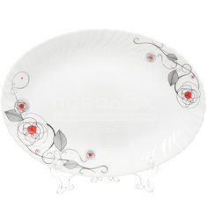 Блюдо стеклокерам, овал, 30 см, белое, Daniks, Рапсодия