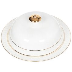 Блюдо керамика, для блинов, круглое, 25.4 см, белое, с крышкой, Korall, Снежная королева, CS609726-A/R/P Коралл