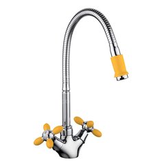 Смеситель для кухни, Frud, с кран-буксой, гибкий излив, желтый, R43127-9