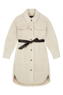 Пальто из искусственного меха цвета экрю Maje