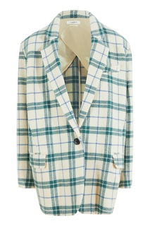 Бежево-зеленый клетчатый жакет Kaito Isabel Marant