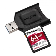 Карта памяти Kingston Canvas React Plus SDXC 64GB с USB-ридером