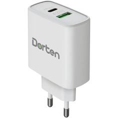 Зарядное устройство Dorten 2-Port USB 38W Wall Quick Charger (USB-C, USB-A), белый