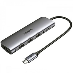 USB-разветвитель Ugreen Hub 6 In 1 USB-C, серый (80132)