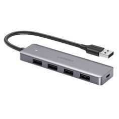USB разветвитель Ugreen Hub 4 в 1 USB 3.0, серебристый (70336)