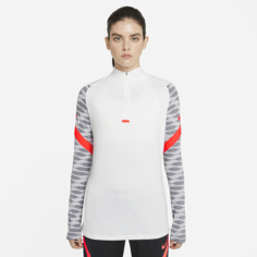 Женская футболка для футбольного тренинга с молнией 1/4 Nike Dri-FIT Strike - Белый